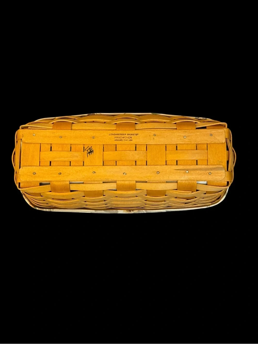 Longaberger Vanity Basket Set Botanical Fields 1999 Liner And Protector Signed